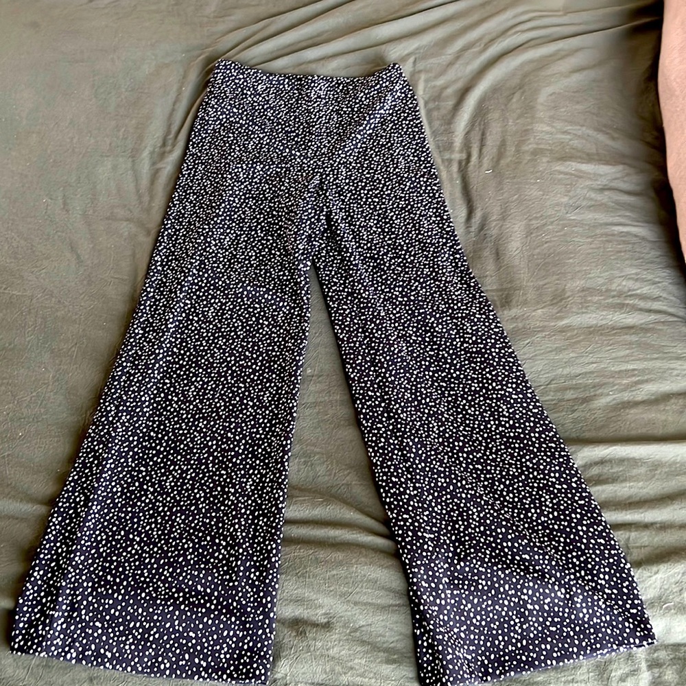 Forever 21 black and whit polka dot bell bottom pants